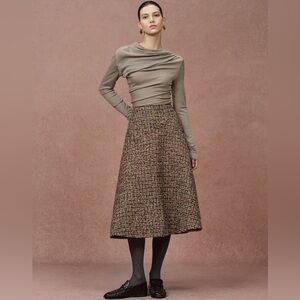 FABRIQUE Kari Tweed A Line Wool Skirt